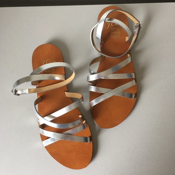 J. Crew Cross-strap flat sandals metallic leather - Picture 3 of 7